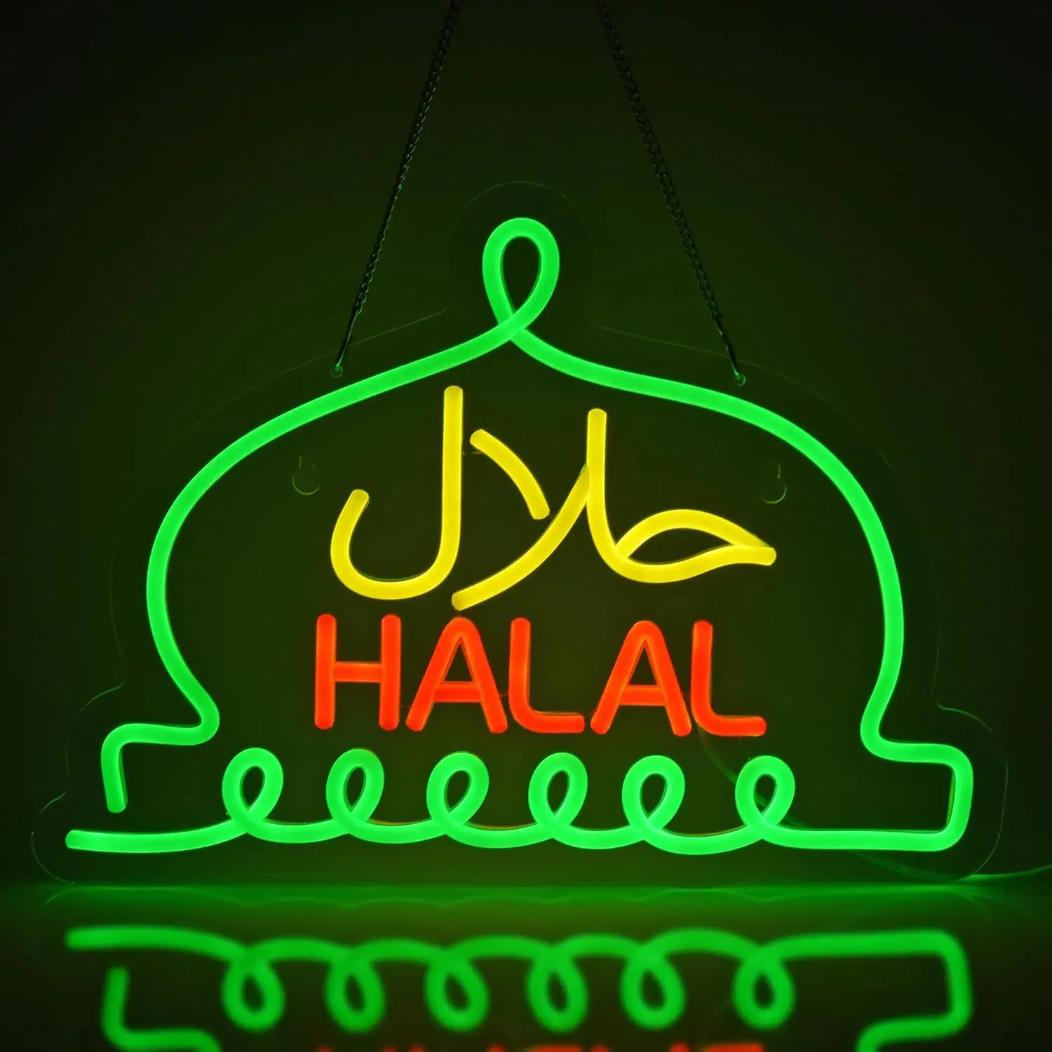 Letreros de neón Halal, comida Halal, restaurantes árabes, letreros iluminados Led para decoración de pared de tienda de negocios con regalo de Navidad regulable