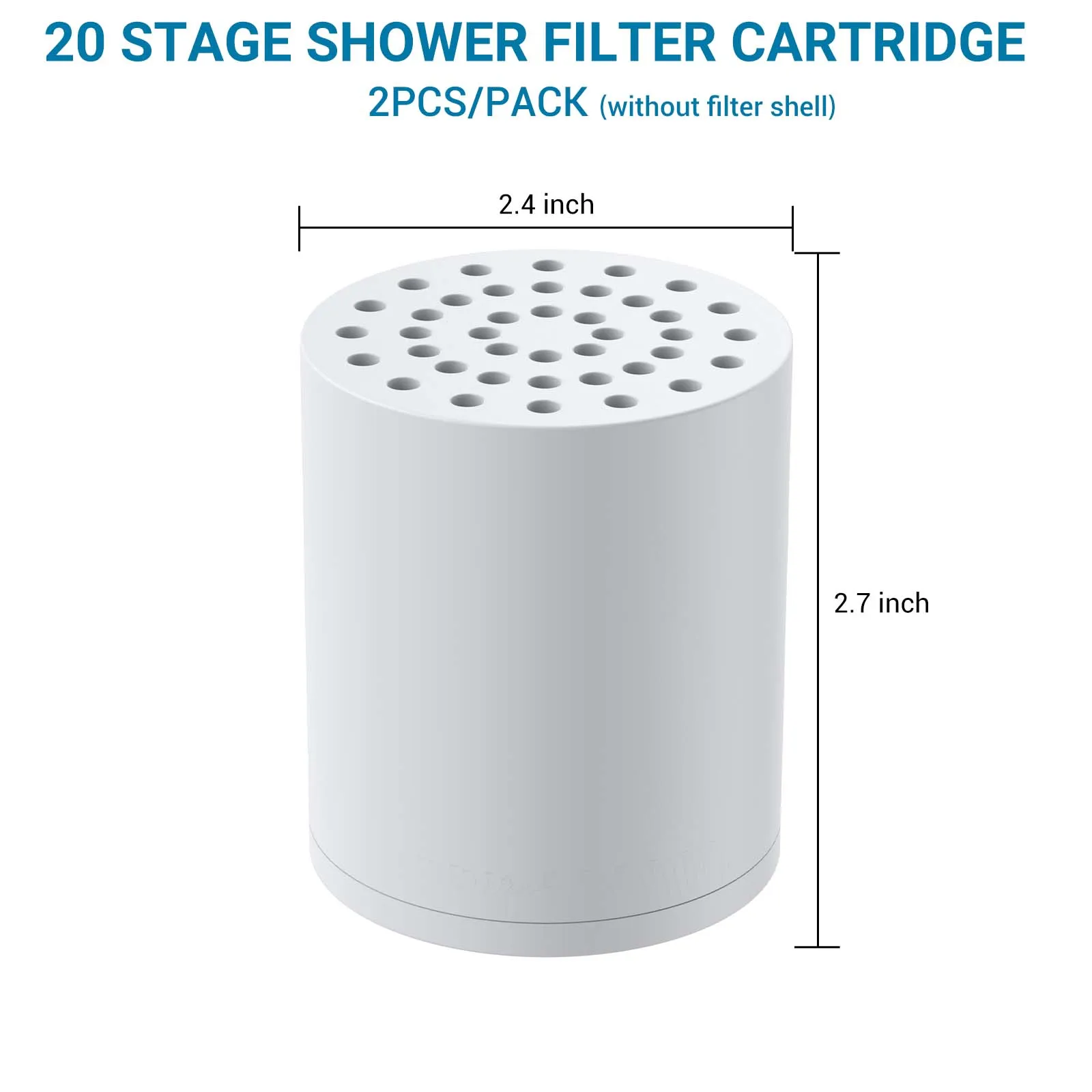 20-Stage High Pressure Shower Head Filter Combo – 5 Spray Settings – 3 Replaceable Cartridges – Removes Chlorine, Heavy Metals – Water Softener – Polished Chrome