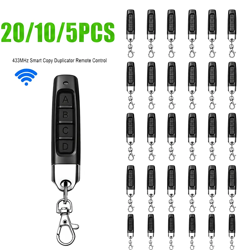 1-20PCS 433MHz Universal Garage Door Remote Cloner Rolling Code Copy Key Fob Duplicator for Gate Opener Car Key