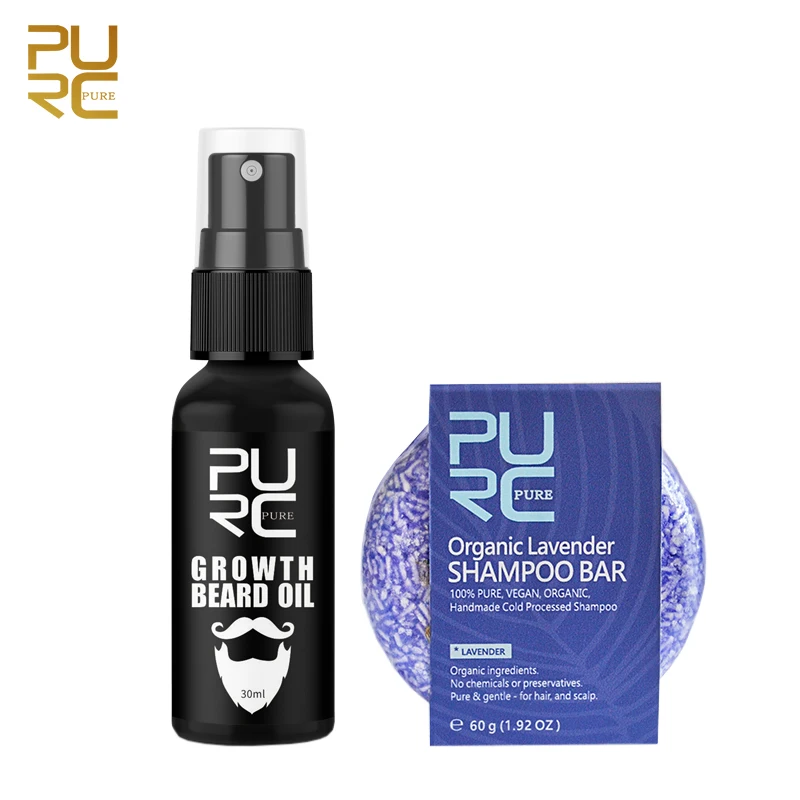 PURC Beard Growth Oil and Lavender Shampoo Bar Set Hair Treatment Hair Growth Products Hair Care