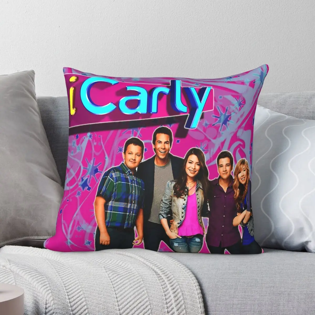Icarly Cast Square Pillowcase Polyester Linen Velvet Creative Zip Decor Throw Pillow Case Sofa Cushion Cover 18