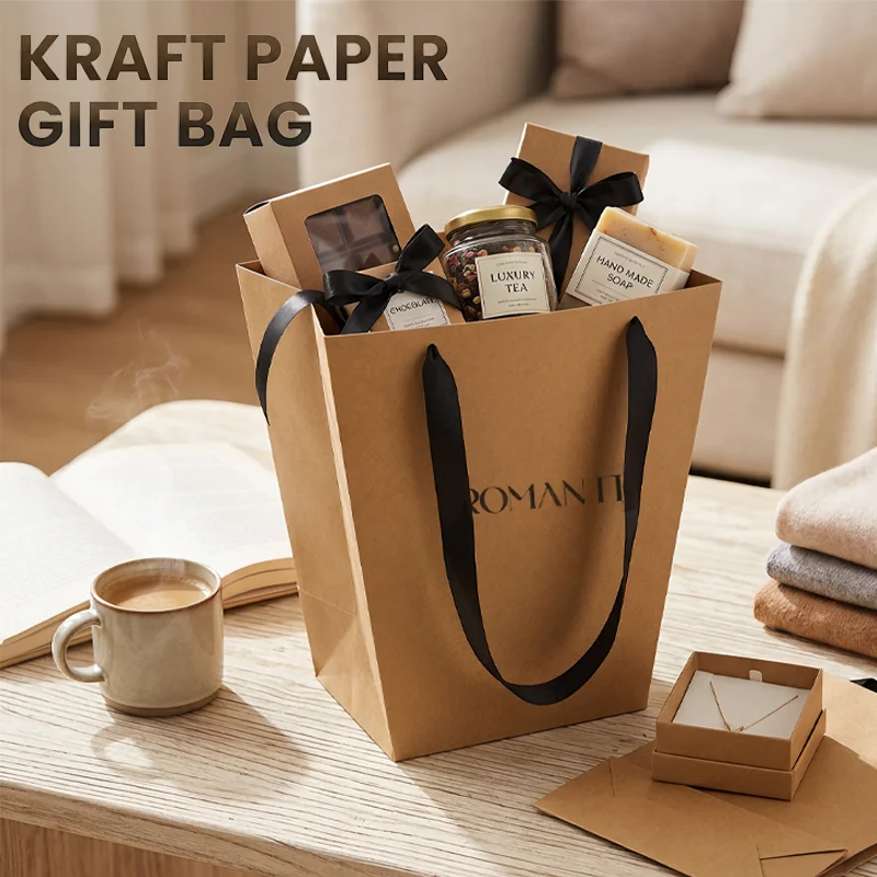 Kraft Paper Flower Carrying Bag Trapezoidal Bouquet Packaging Handbag Portable Gift Tote for Wedding Florist Supplies