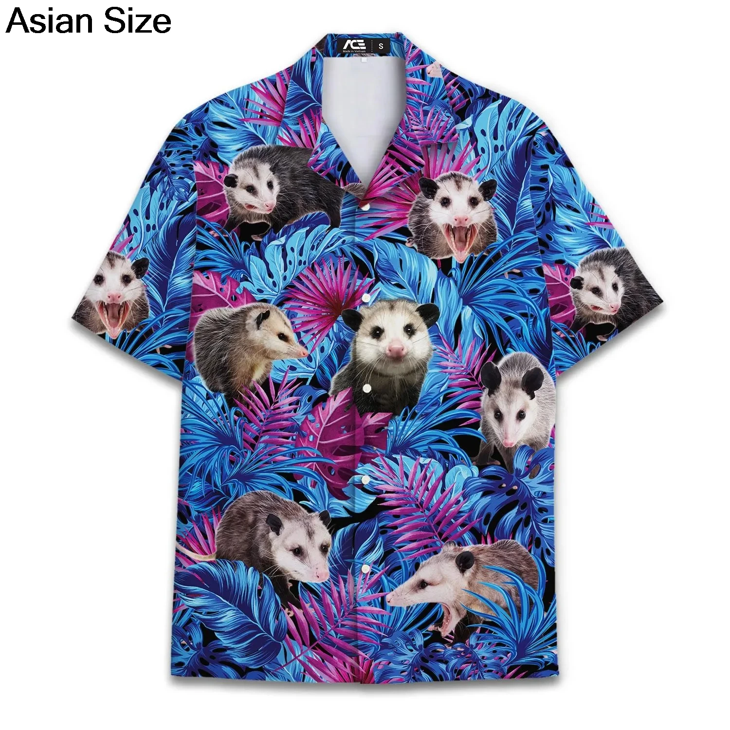 Funny Opossum Hawaiian Shirt Men Women Youth Clothes Vintage UFO Coffee Possum Shirts Weird Animal Aloha Button Short Sleeve