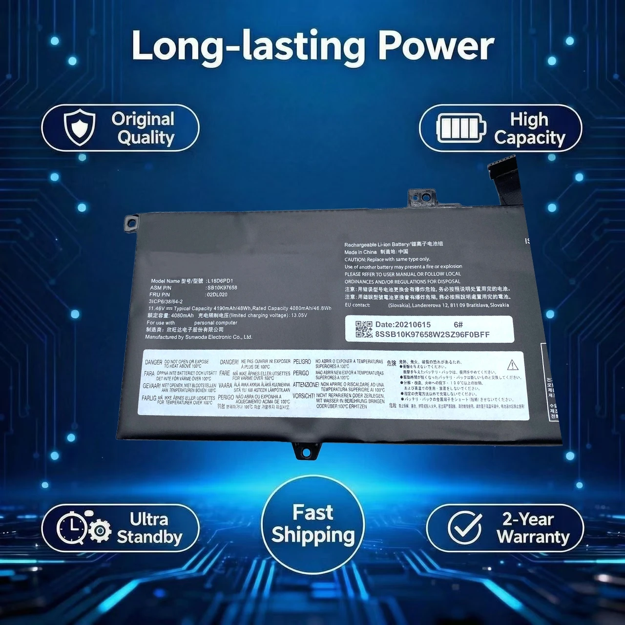 New Original L18D6PD1 Laptop Battery For Lenovo ThinkPad X13 Yoga X390 X395 L18M6PD1 L18L6PD1 L18C6PD2 02DL017 02DL019 02DL018