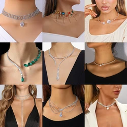 ZANLLOY Bridal Wedding Sparkling Crystal Necklace Ladies Party Jewelry Gift Wedding Photography Accessorie