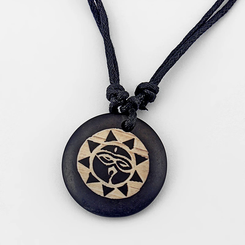 12pcs/lot Tribe Sun Pattern Resin Pendant Necklace Yoga Amulet Lucky Charms Necklace Fashion Trend Jewelry Wholesale