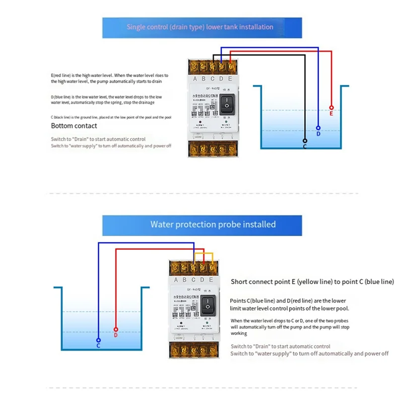 

N96R Fully Automatic Water Level Controller Switch 25A 220V Water Tank Liquid Level Detection Sensor Water Pump Controller