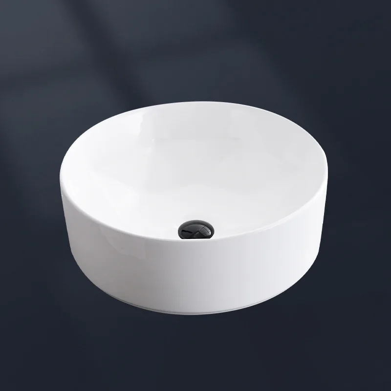Household bathroom Ceramic integrated basin Balcony Round white washbasin Upper basin Hotel washbasin