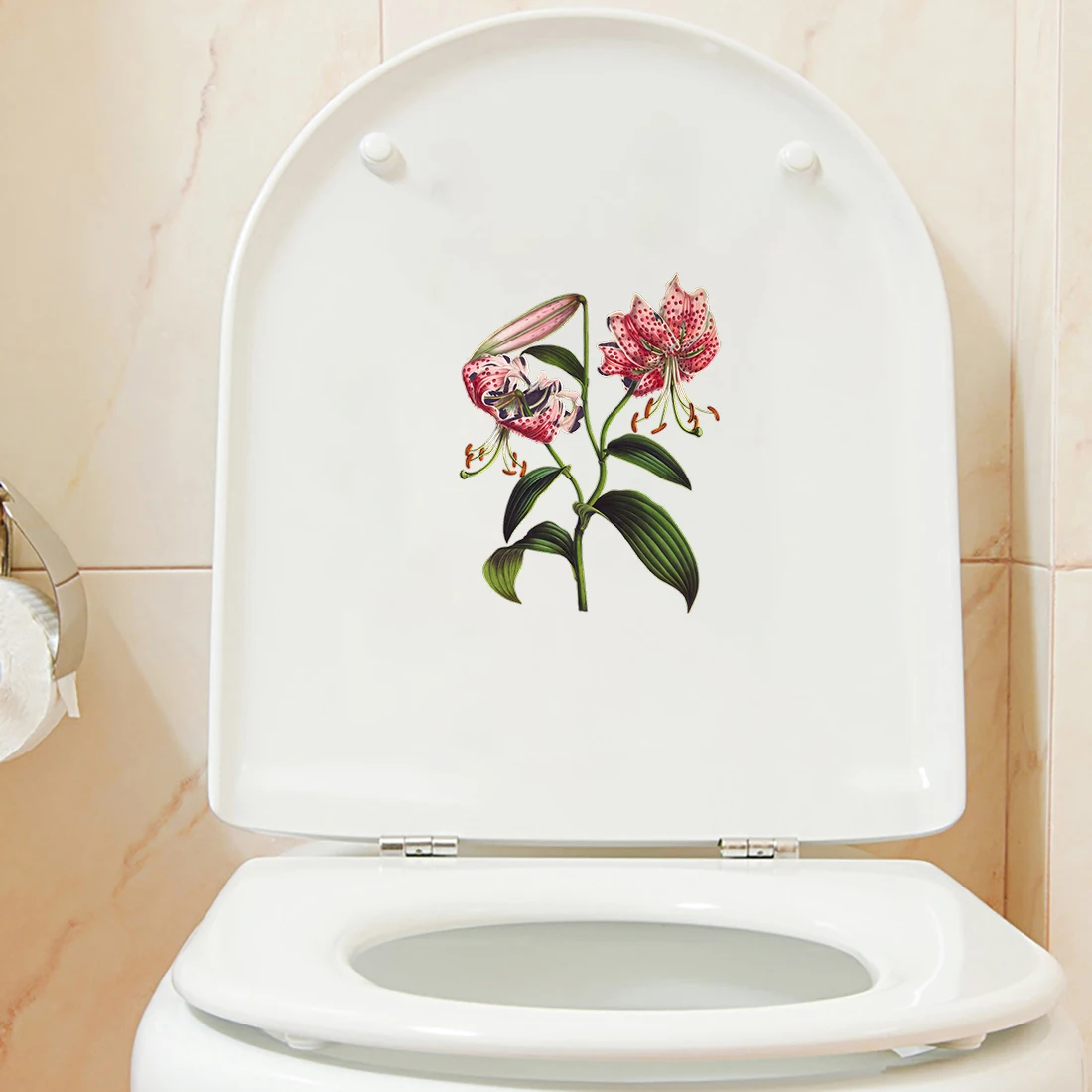 Three Ratels QCF67 Elegant lilies simple and natural flowers  artistic wall stickers waterproof toilet stickers  self-adhesive