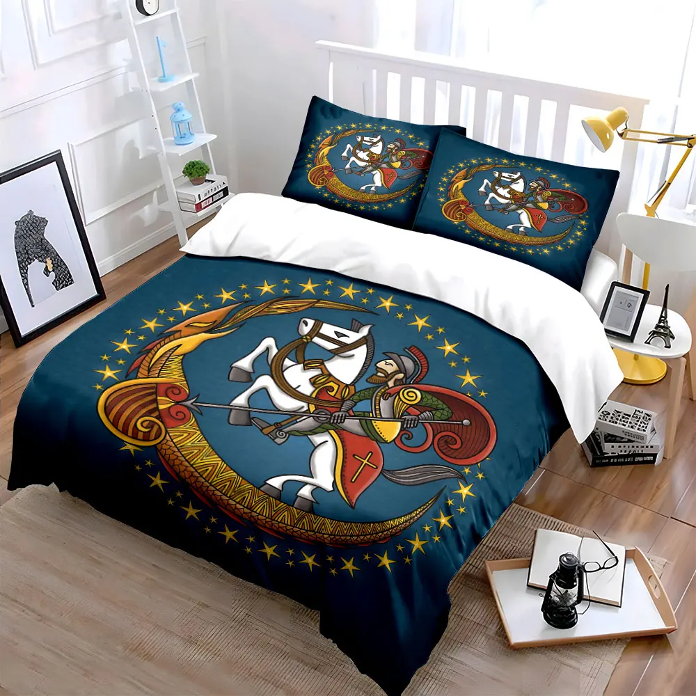 

"Medieval Knight Emblem Set" kid's and adults' bedroom decor, Exquisite three-piece bedding set gift