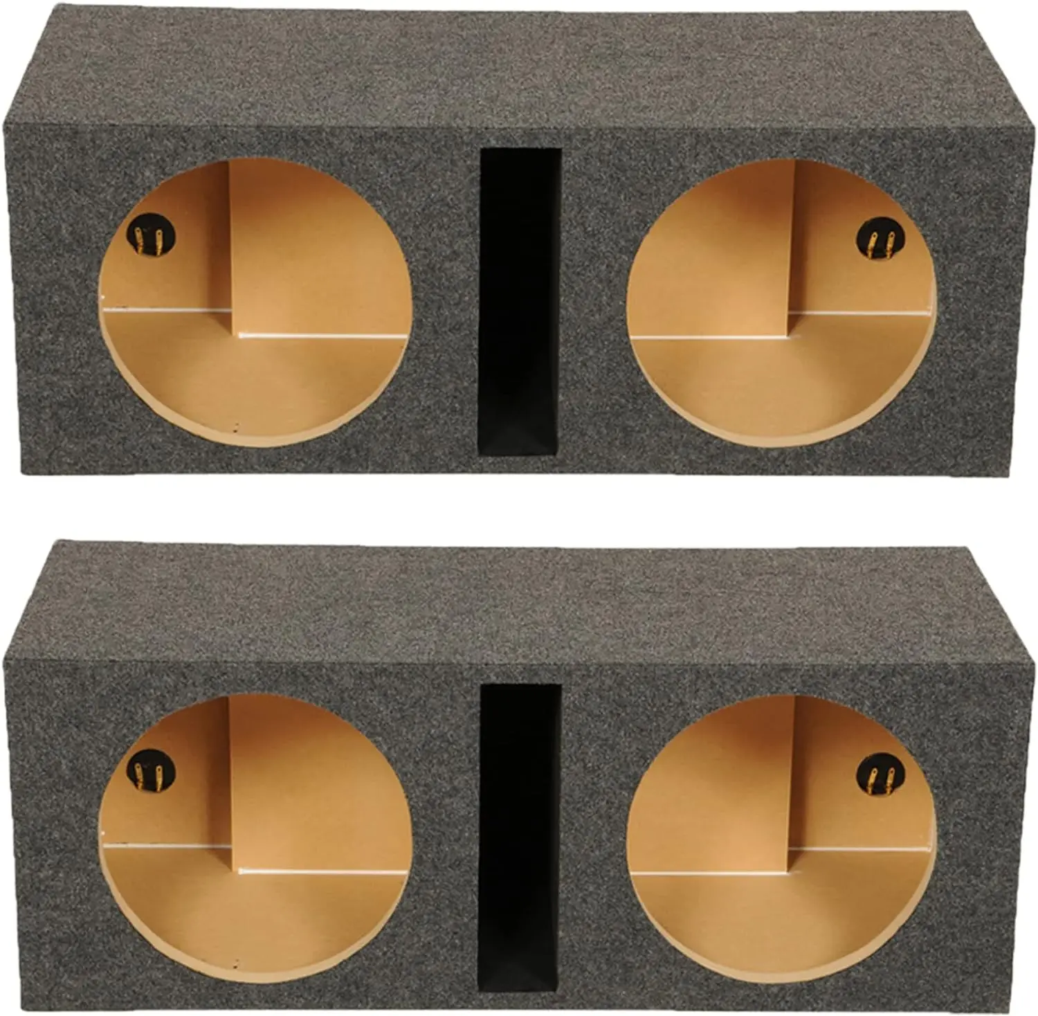 Q Power QBASS Dual 12 Inch Heavy Duty MDF Material Car Audio Subwoofer Enclosure Boxes with Shared Slot Port Vent