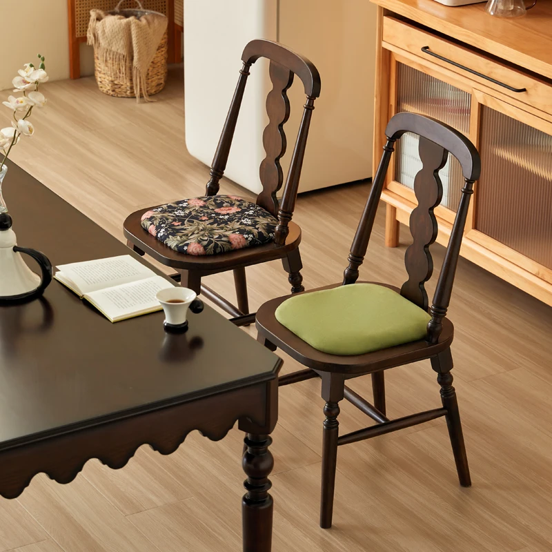 

American diningr solid wood soft bag back French retro single chair leisuredesigner medieval hom