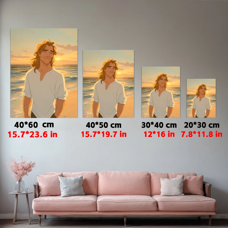 1 Poster Kustom Foto Gaya Komik, 2D Tanpa Bingkai, Desain Gantung Nyaman, Seni Dinding Rumah