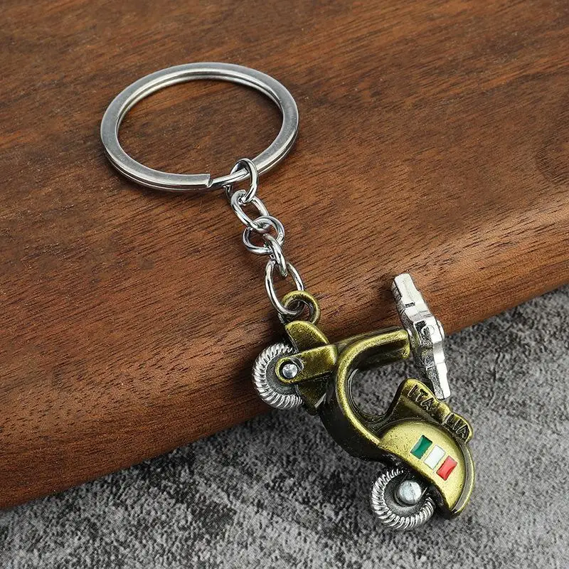 Vintage Mini-Elektrofahrrad-Schlüsselanhänger aus Zinklegierung, Taschenanhänger, Autoschlüsselhalter-Zubehör – Detail 8