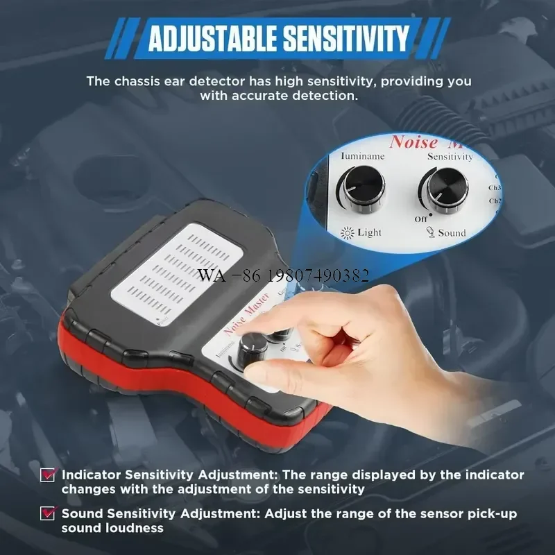 wmwmnu for Chassis System Ears Electronic Diagnostic Kit 6 Channel Chassis Ear Sound Detector Automotive Engine