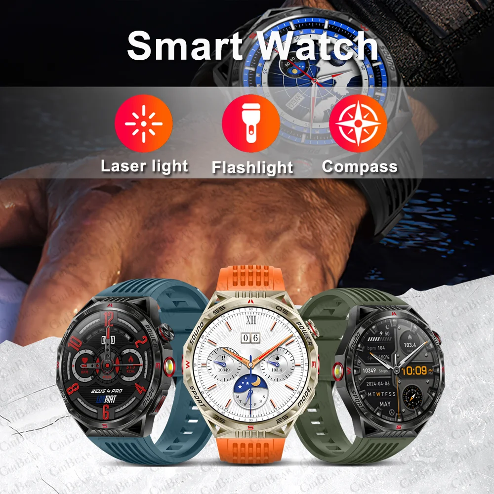 New For Huawei Smart Watch Men 1.85\'\' HD Screen Outdoor Compass Flashlight Laser Light 450 mAh Large Battery BT Call Smartwatch