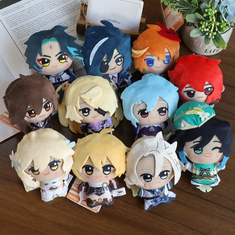 Genshin Impact Q Version Plush Keychain Cartoon Stuffed Doll Pendant Tartaglia Xiao Hanging Decor For Bag Key Ring Anime Fans