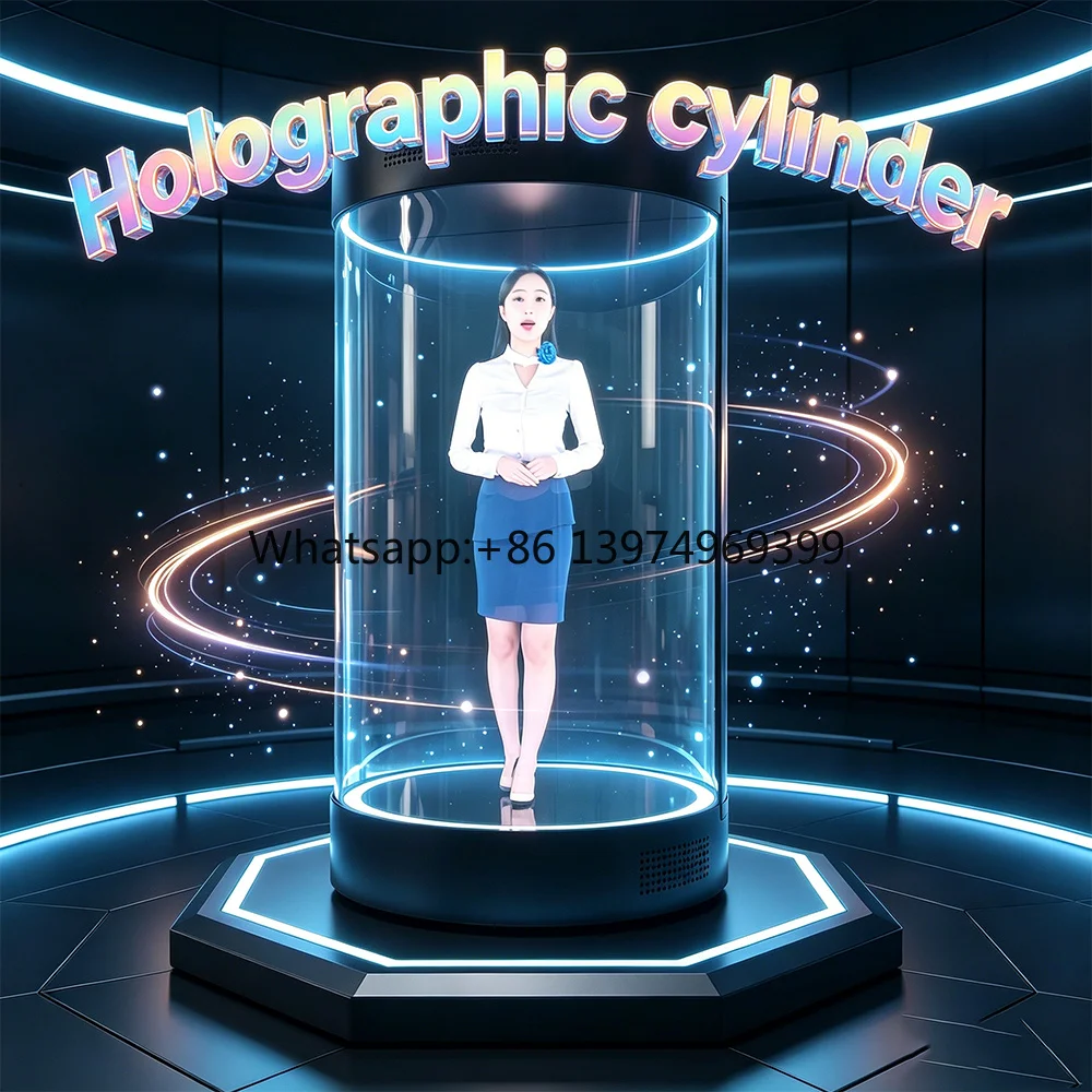 3D Hologram Showcase Cylinder 21.5