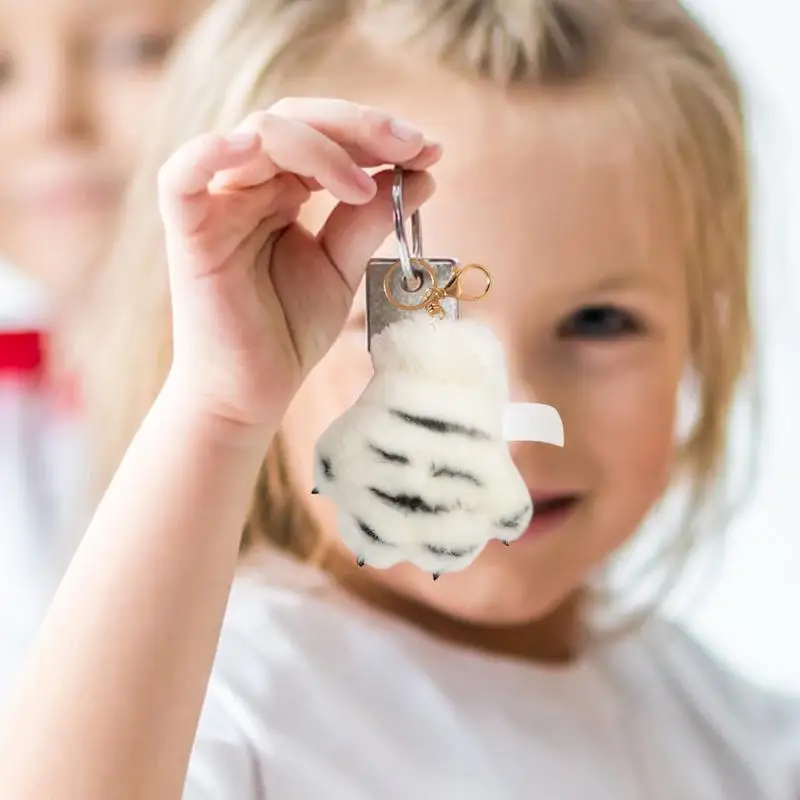 Plüsch-Tigerpoten-Schlüsselanhänger, niedlicher gefüllter Schlüsselanhänger, weicher Plüsch-Anhänger, tragbar, Cartoon-Pfoten-Plüsch-Rucksack, dekorativer Charme für