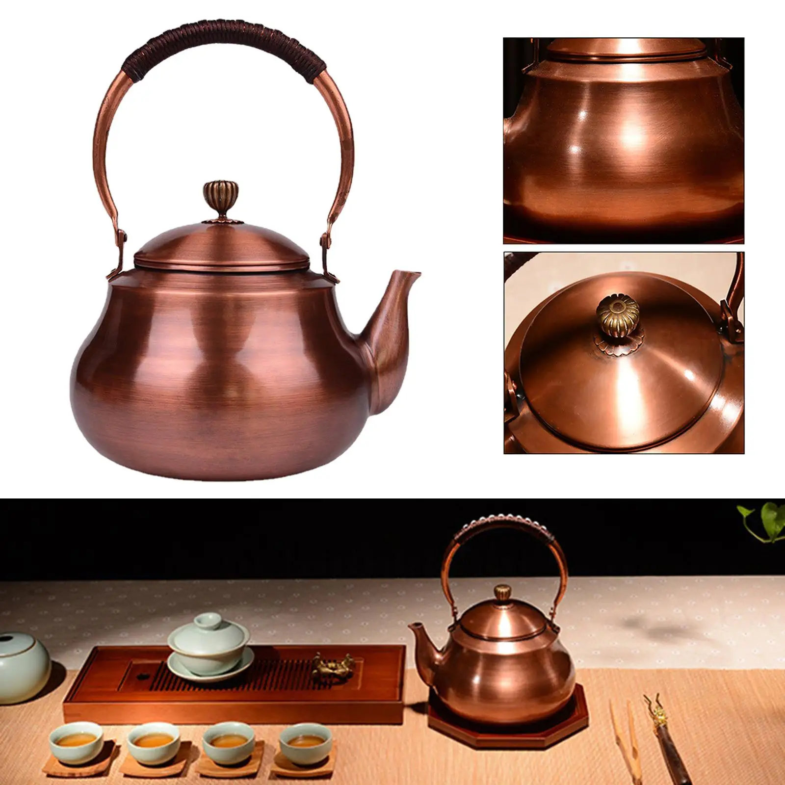 Copper Top Water Kettle Coffee Pot Anti Scalding Handle for Stovetop Electric/Induction/Gas