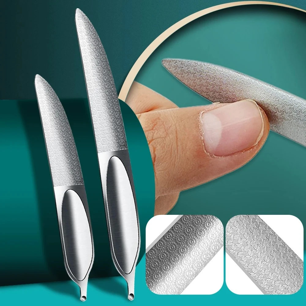 

Professional Double Sided Nail File Stainless Steel Sandpaper Nail Sanding Grinding Polishing Manicure Care Tools