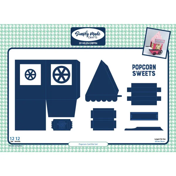 2024 New 3D The Popcorn Cart Cutting Dies Scrapbooking Decoration Accessories Paper Making Frame Card Craft