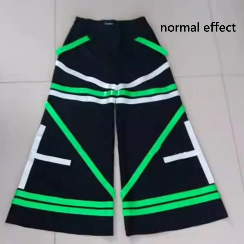 

Shuffle Dancing Pants Cross Pattern Ghost Walk Luminous Reflective Bell-bottoms Pants Women Men Fashion Dance Trousers Stock