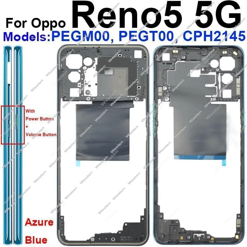 For OPPO Reno 5 5K 5F 5Z 5G Middle Housing Frame Cover Chassis with Lens Frame Replacement