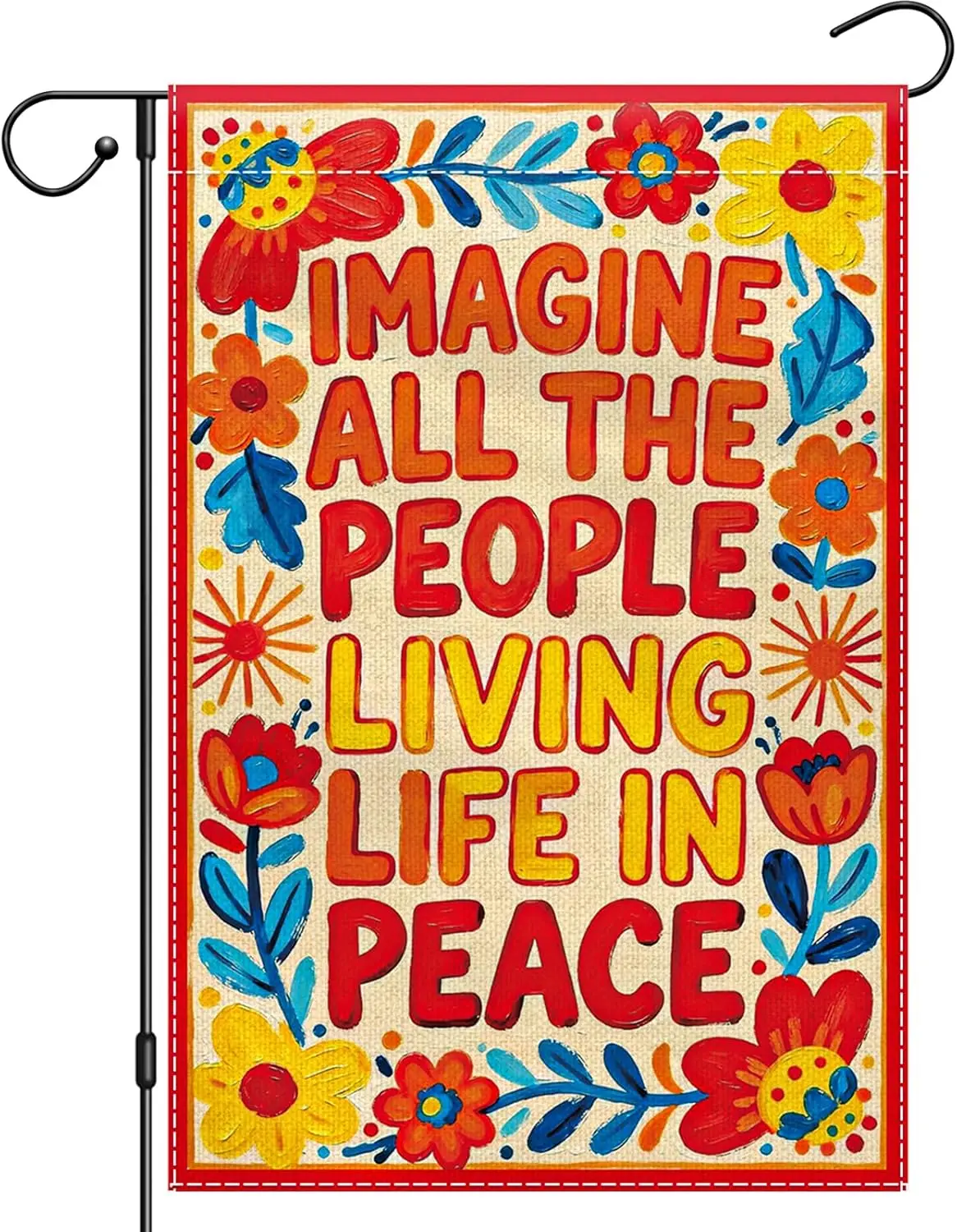 Imagine All The People Living Life in Peace Garden Flag 12x18 Inch Double Sided, Be Kind Garden Flags for Outside, Hate Has  ZZM