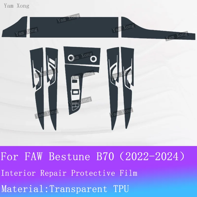 

Car Interior Protective Film For FAW Bestune B70 2022-2024 Dashboard Cover Center Console Film Anti Scratch Carbon Fiber