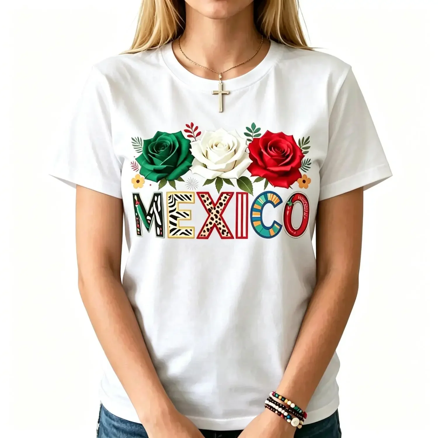 Creative Pattern Print T Shirt Featuring Mexico Theme Perfect for Women's Spring Summer and Fall Casual Fashion Machine Washable Suitable for Sports Daily and Party Wear