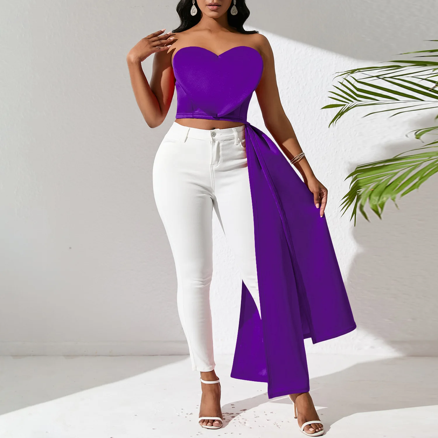 

D394 Women's Fashionable And Elegant Strapless Irregular Sexy Wrap Top