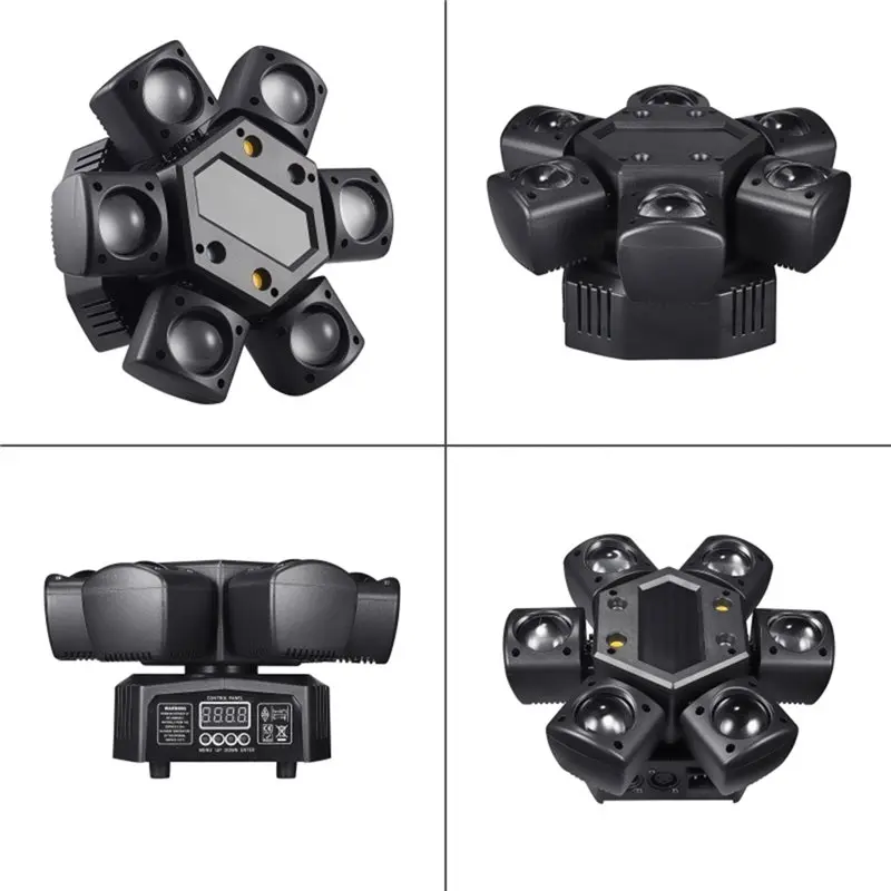【NEW YEAR 】Mini LED Moving Head RGBW 4In1 Six Strobe Light Yellow Flash Lighting Dj Bar 512 Remote Control Stage Effec