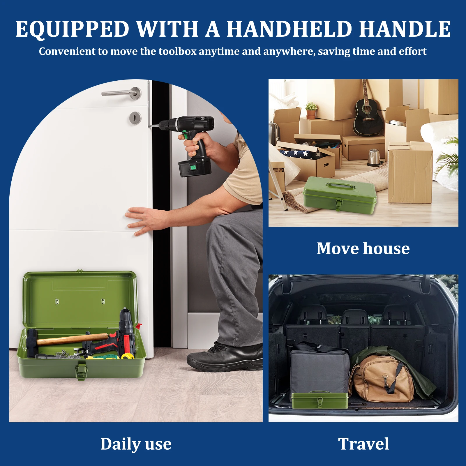 Hardware Tools Box Iron Tool Box Organizer Portable Metal Combination Suitcase Electrician Carpenter Electric Drill Storage Box