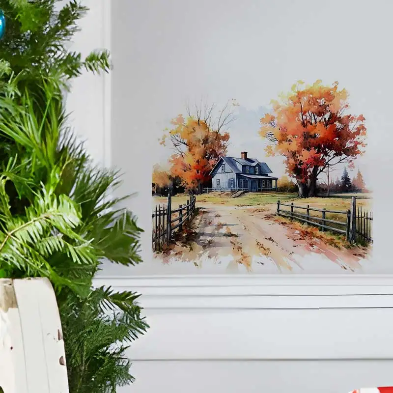 Autumn farmhouse wall stickers, removable PVC wall decals, bedroom, living room, wall decoration AA205
