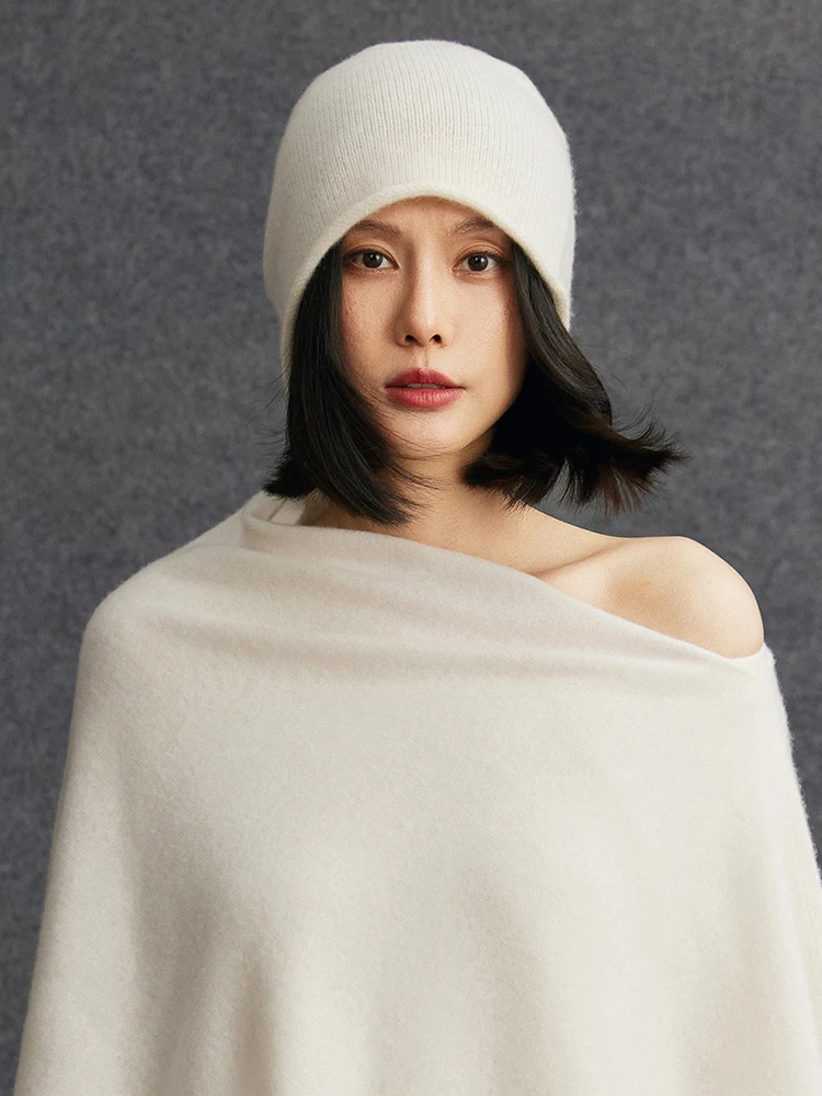 TLOML New Autumn Winter Women Chic 100% Cashmere Hat Warm Soft  Pullover Caps Casual Simple Style Cashmere High Quality Hat Tops