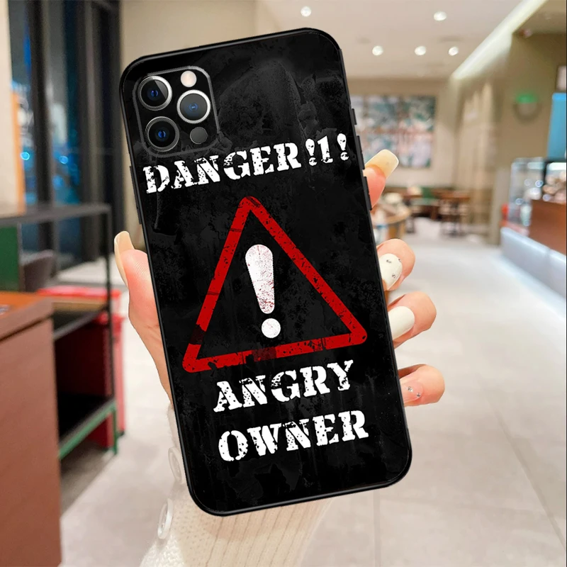 Avvertimento Angry Danger Proprietario Cassa Del Telefono Per iPhone 17 16 15 14 13 12 11 Pro Max mini 16 Plus 16e 17 Air Copertura Protettiva
