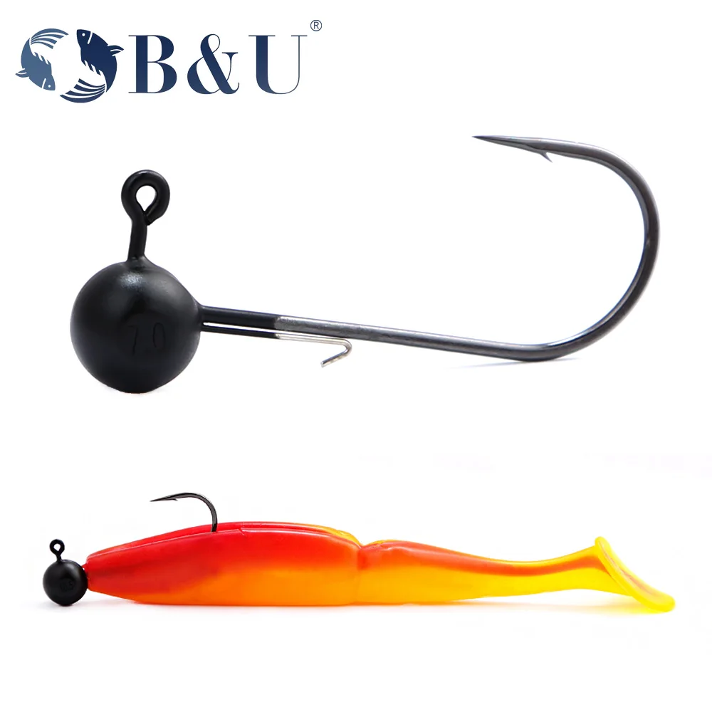 

B&U Jig Head 3/0 4/0 Tungsten Fishing Hook Barbed Fishing Tackle Accessories Kit Pesca Pike Bass Swimbait Fishhooks