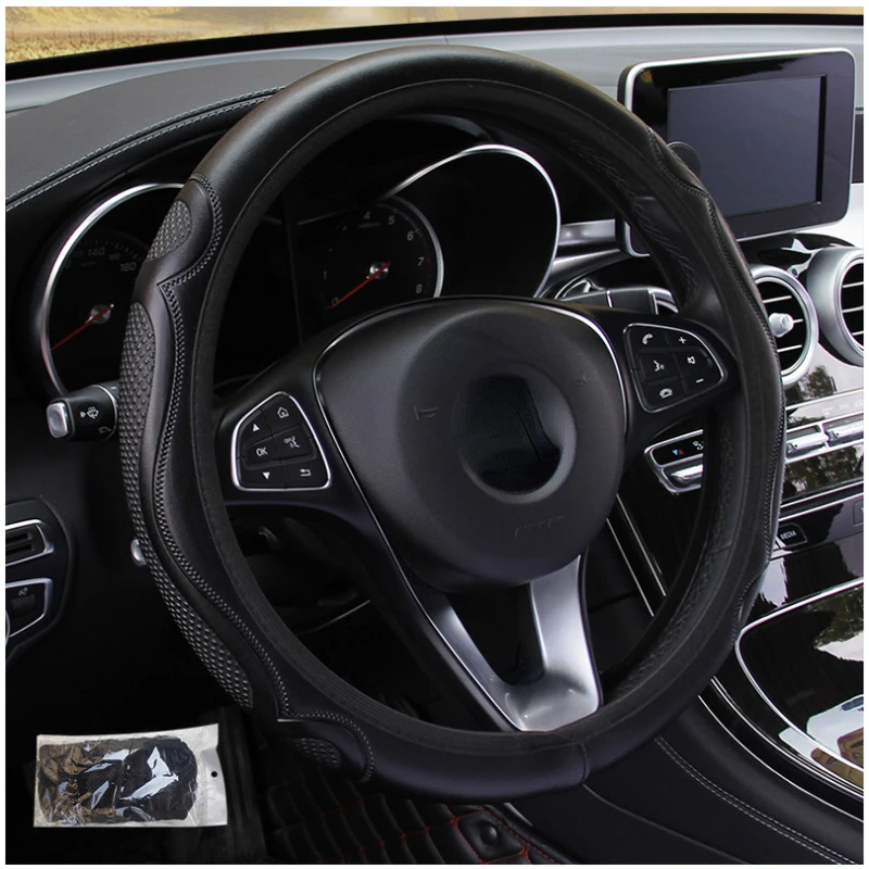 Universal Car Steering Wheel Cover Microfiber Leather Protection Cover Anti Slip Breathable for 38cm Steering Wheel Protector