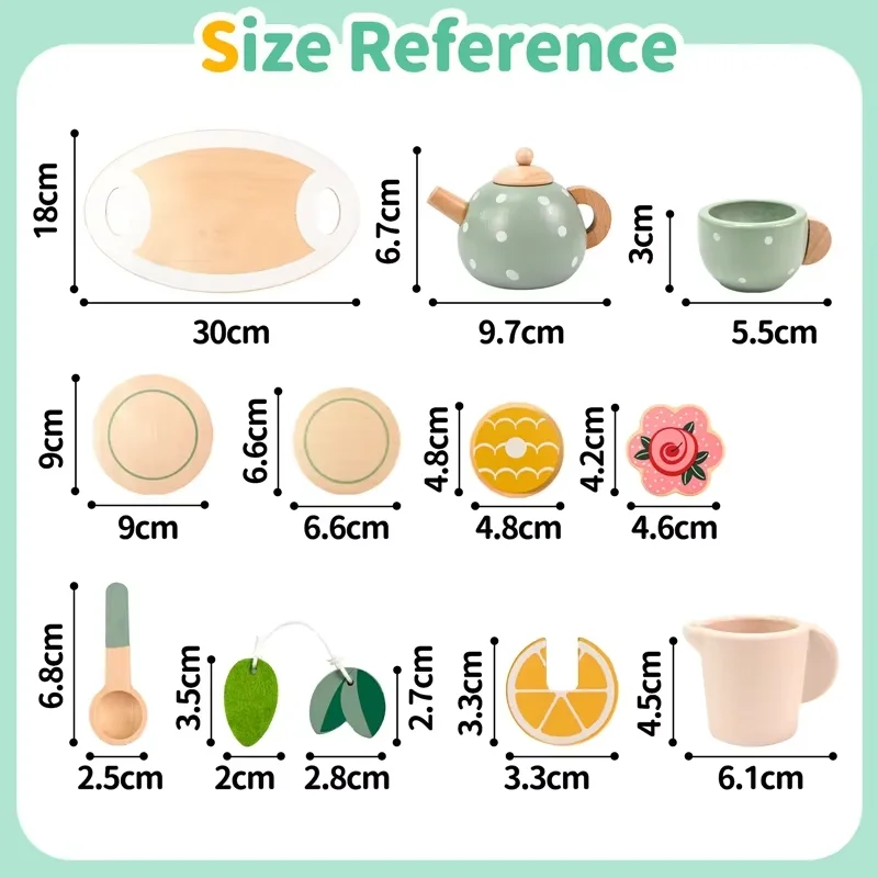 木製アフタヌーンティーセットおもちゃごっこ遊び食べ物学習ロールプレイゲーム早期教育玩具幼児女の子男の子子供ギフト