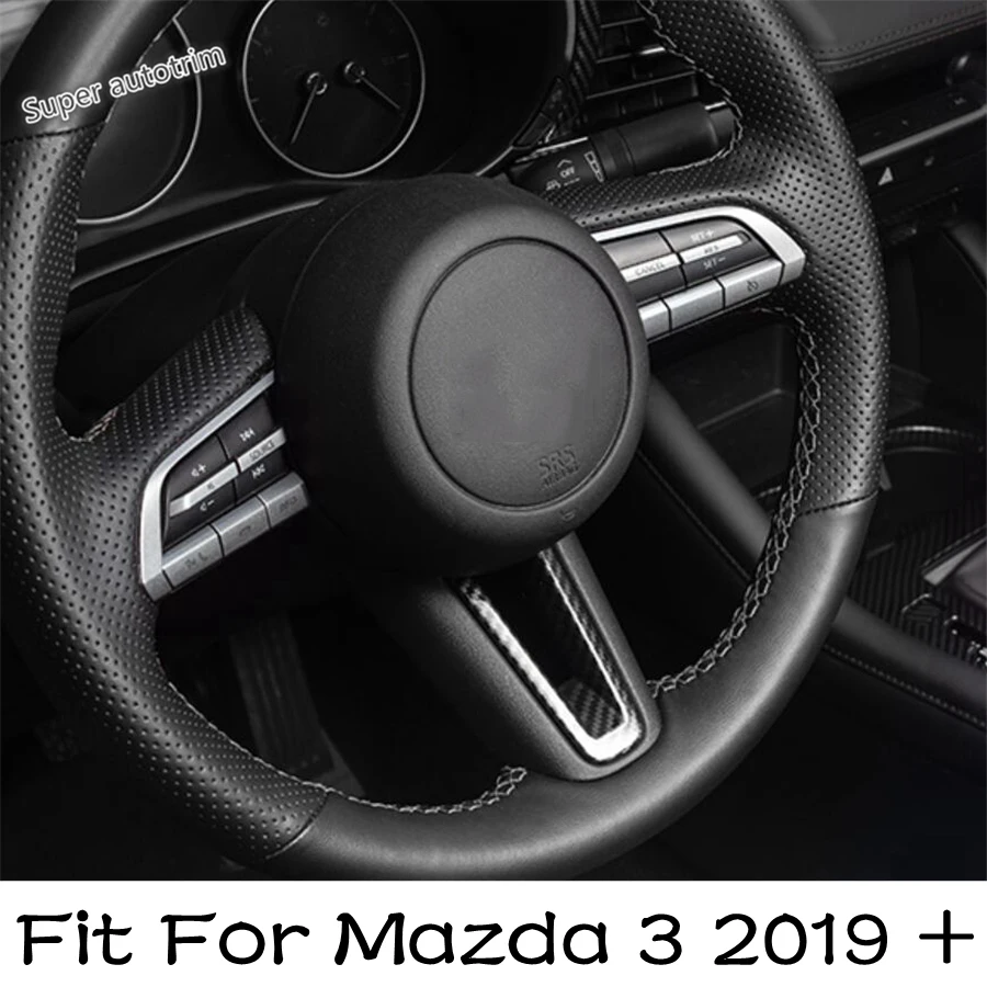 

Auto Center Steering Wheel Lower Cover Trim 1PCS Fit For Mazda 3 2019 - 2025 Carbon Fiber Look Interior Refit Accessories
