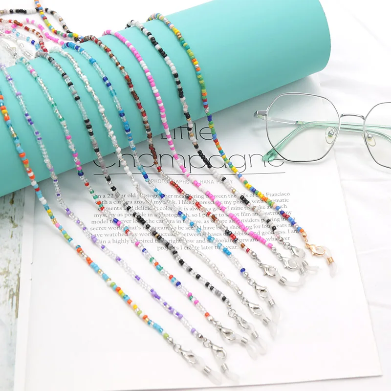 1PC Colorful Beaded Sunglasses Strap Eyeglass Chain Cord Reading Glasses Chain String Holder Neck Cord Eyewear Glasses String