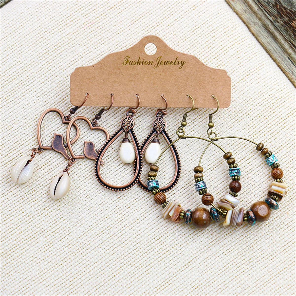 Boho Ethnic Vintage Geometric Earrings Set For Women Fashion Hollow Metal Waterdrop Round Leaf Tassel Drop Earring Party Jewelry