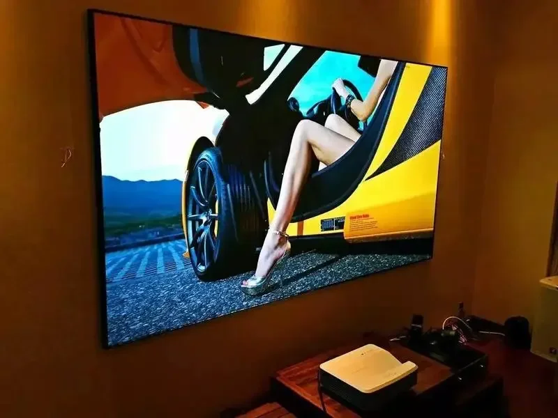 TELON 100 inch 16:9 format 1cm frame pet crystal fabric alr projector screen for ust led /lcd /dlp /laser projector