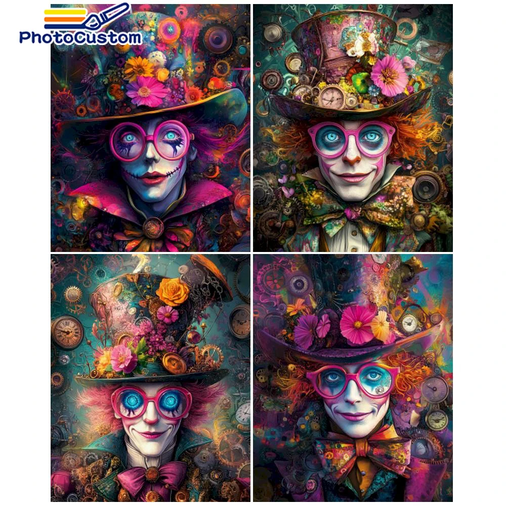 

PhotoCustom Painting By Number Clown For Adults DIY Kits Figure Painting On Canvas Acrylic Paint Drawing HandPainted Home Decor