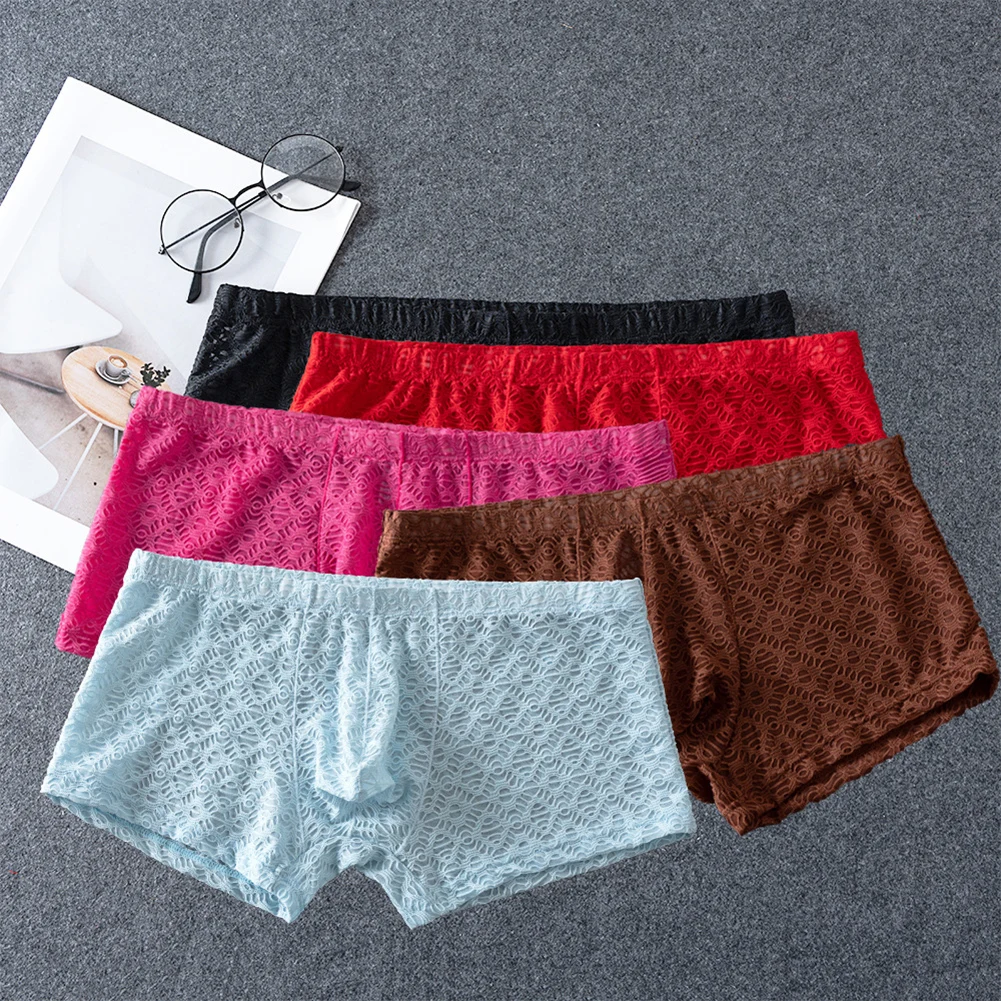 Sexy Mesh Boxers Elastic Underwear Men See Through Gay Men's Panties Low Waist Boxershorts Sexy Accessories For Men Underpants