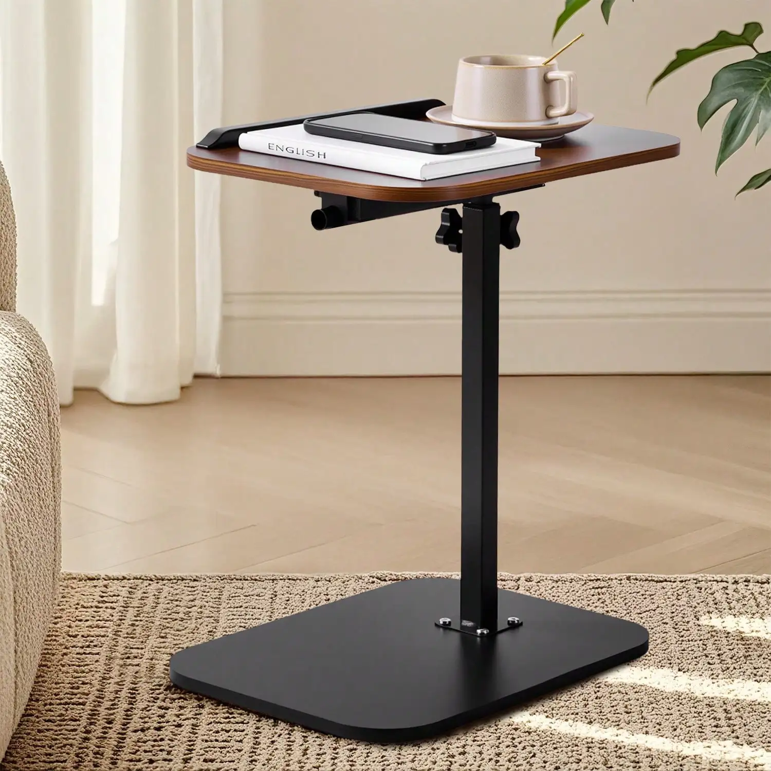 Adjustable C-Shaped Desk Table 360° Swivel Slide-Under Bed/Game Desk With Storage, Desk Accessories & Living Room