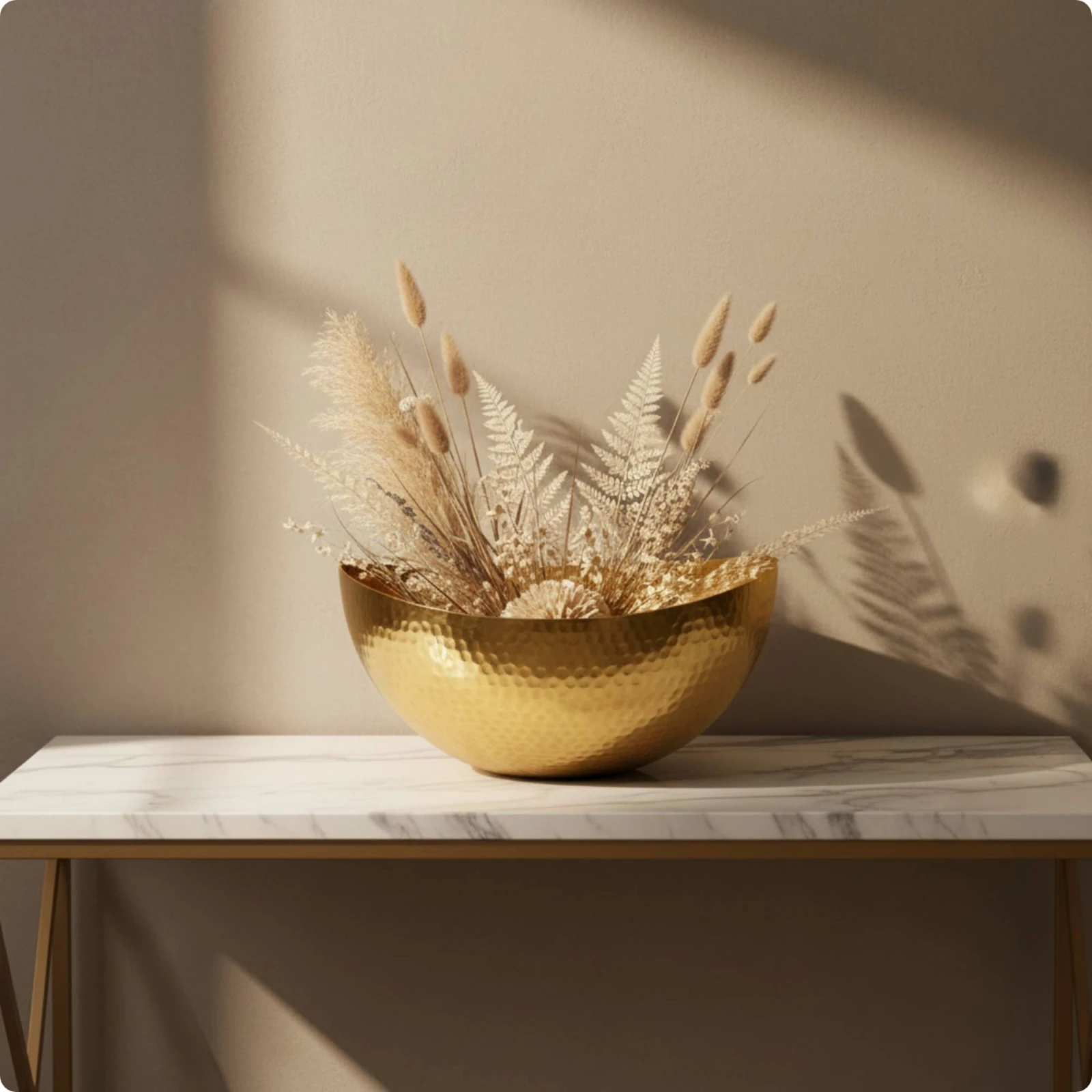 Bowl-Style Vase Low-Profile Metal Vase Flower Arrangement Vessel Artisanal Large for Home Decor, Dining Table