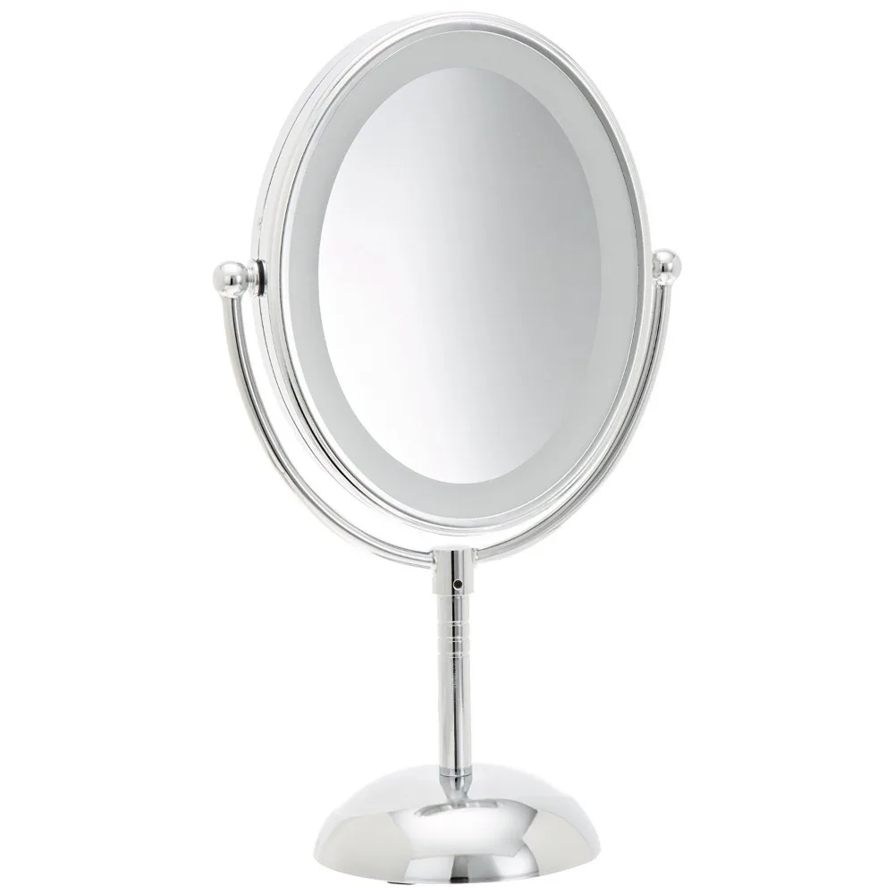 LED Lighted Makeup Mirror with 1X/7X Magnification, Double-Sided Vanity Mirror, Corded in Polished Chrome