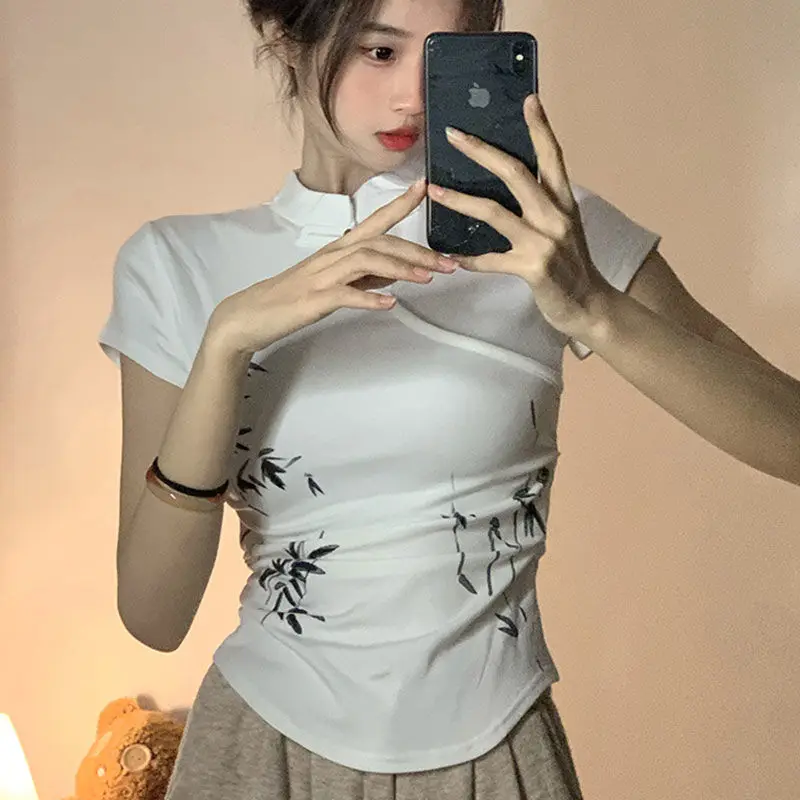 Chinese Fashion T-shirts Women Soft Tees Vintage Hot Sale Casual Popular Elegant Cozy Slim Summer Chic Short Sleeve Streetwear